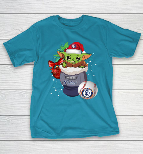 San Diego Padres Christmas Baby Yoda Star Wars Funny Happy MLB T-Shirt 8