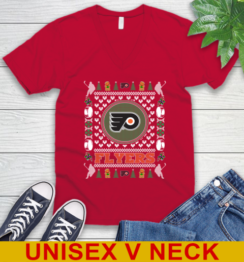 Philadelphia Flyers Merry Christmas NHL Hockey Loyal Fan V-Neck T-Shirt 6