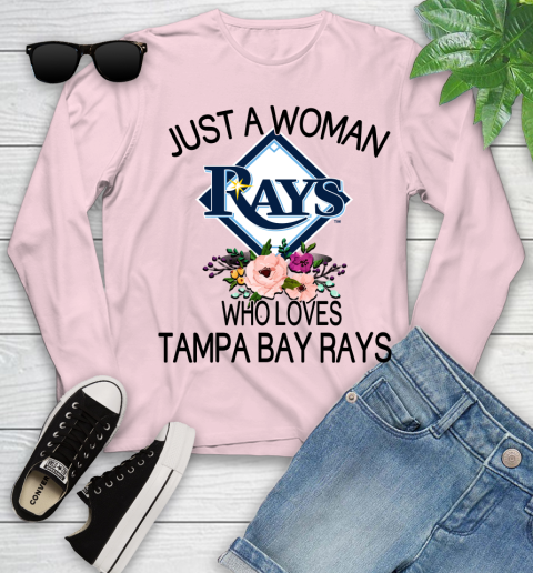 MLB Just A Woman Who Loves Tampa Bay Rays Baseball Sports Youth Long Sleeve 7