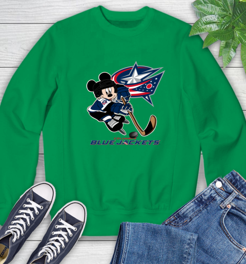 NHL Columbus Blue Jackets Mickey Mouse Disney Hockey T Shirt Long Sleeve  T-Shirt