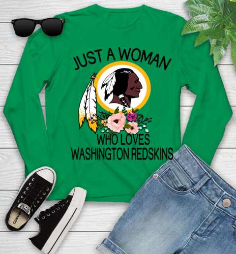NFL Just A Woman Who Loves Washington Redskins Football Sports Youth Long Sleeve 4