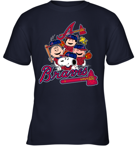 MLB Atlanta Braves Snoopy Charlie Brown Woodstock The Peanuts Movie Baseball  T Shirt Youth T-Shirt