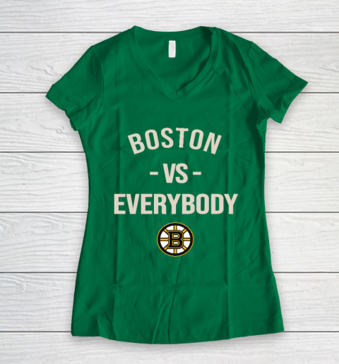 Boston Bruins Vs Everybody Women's V-Neck T-Shirt 3