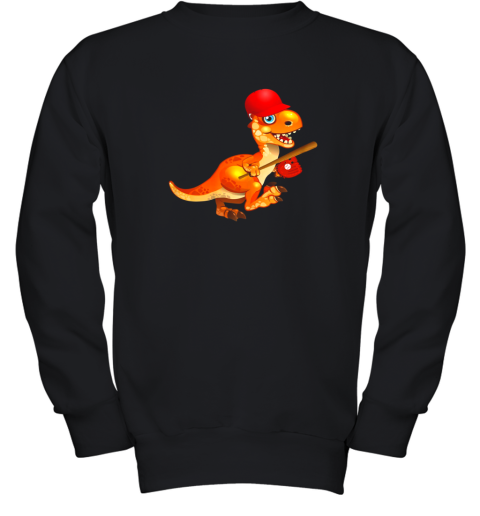 Baseball Player Dinosaur Shirt, Dino Tee For Toddler Boys Youth Sweatshirt