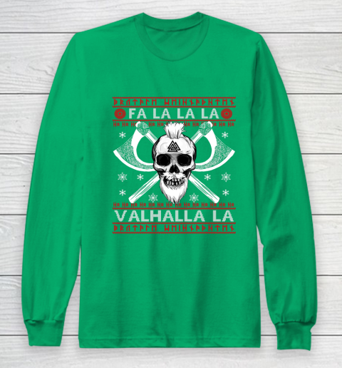 Ugly Christmas Sweater Fa La La Valhalla Viking Long Sleeve T-Shirt 4