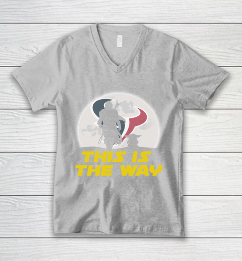 Houston Texans NFL Football Star Wars Yoda And Mandalorian This Is The Way V-Neck T-Shirt 3