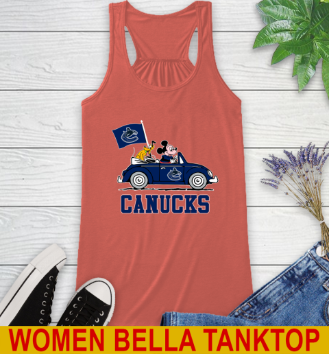 NHL Hockey Vancouver Canucks Pluto Mickey Driving Disney Shirt Racerback Tank 4