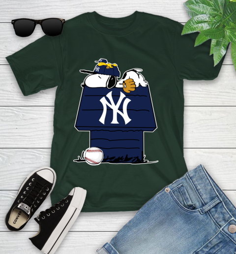 MLB New York Yankees Snoopy Woodstock The Peanuts Movie Baseball T Shirt Youth T-Shirt 17