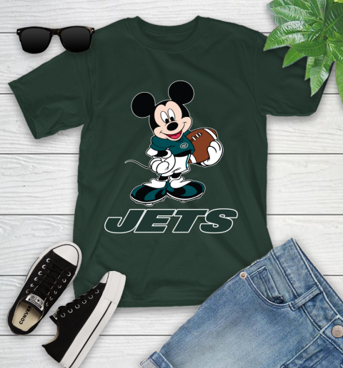 NFL Football New York Jets Cheerful Mickey Mouse Shirt Youth T-Shirt 5