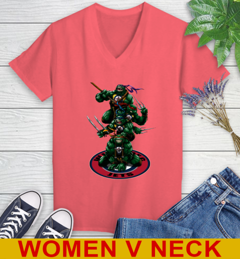 NHL Hockey Winnipeg Jets Teenage Mutant Ninja Turtles Shirt Women's V-Neck T-Shirt 7