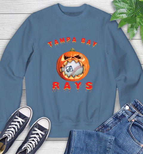 MLB Tampa Bay Rays Halloween Pumpkin Baseball Sports Sweatshirt 7