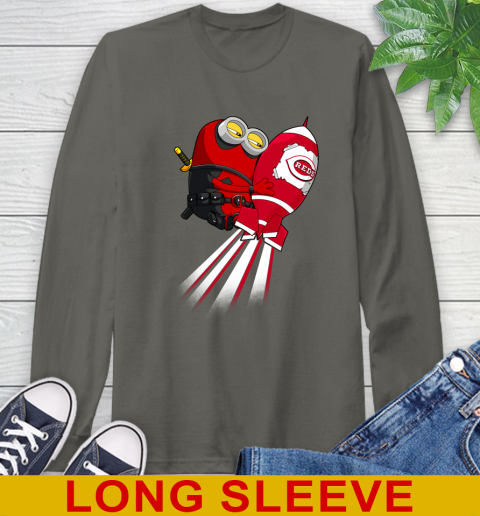 MLB Baseball Cincinnatim Reds Deadpool Minion Marvel Shirt Long Sleeve T-Shirt 10