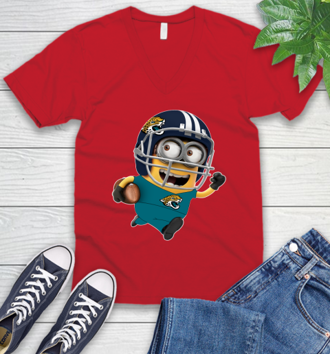 NFL Jacksonville Jaguars Minions Disney Football Sports V-Neck T-Shirt 7