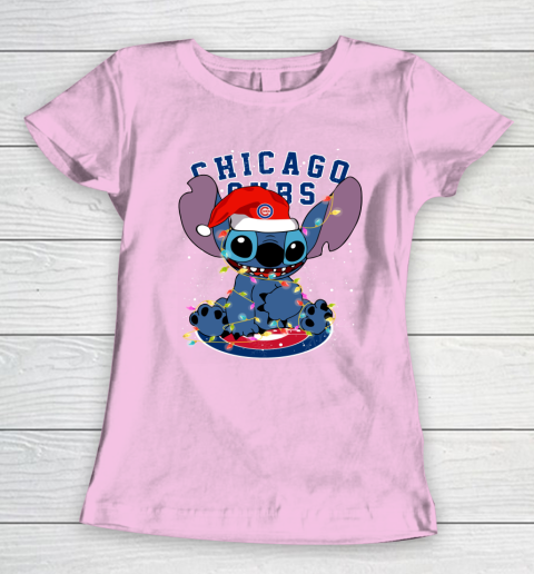 Chicago Cubs MLB noel stitch Baseball Christmas Women's T-Shirt 6