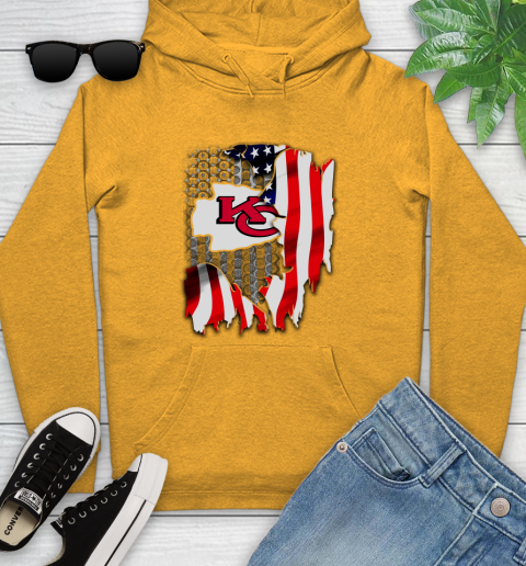 Kansas City Chiefs NFL Football American Flag Youth Hoodie 2