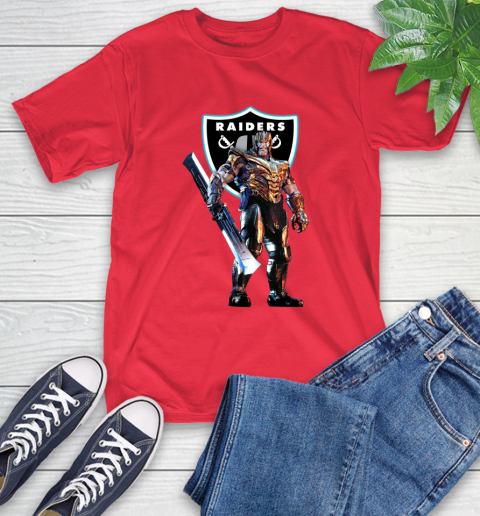 NFL Thanos Gauntlet Avengers Endgame Football Oakland Raiders T-Shirt 10