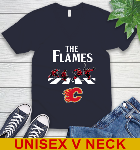 NHL Hockey Calgary Flames The Beatles Rock Band Shirt V-Neck T-Shirt 2