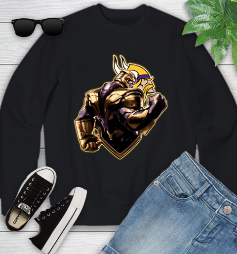 NFL Thanos Avengers Endgame Football Sports Minnesota Vikings Youth Sweatshirt 2