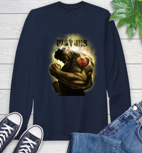 Detroit Pistons NBA Basketball Hulk Marvel Avengers Sports Long Sleeve T-Shirt 3