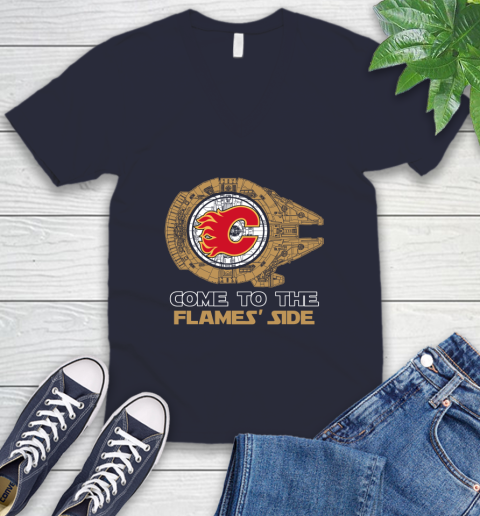 NHL Come To The Calgary Flames Wars Hockey Sports V-Neck T-Shirt 2
