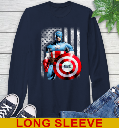 San Antonio Spurs NBA Basketball Captain America Marvel Avengers American Flag Shirt Long Sleeve T-Shirt 3