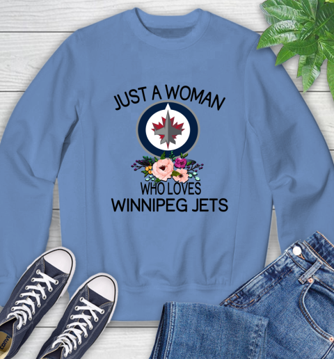 NHL Just A Woman Who Loves Winnipeg Jets Hockey Sports Sweatshirt 8