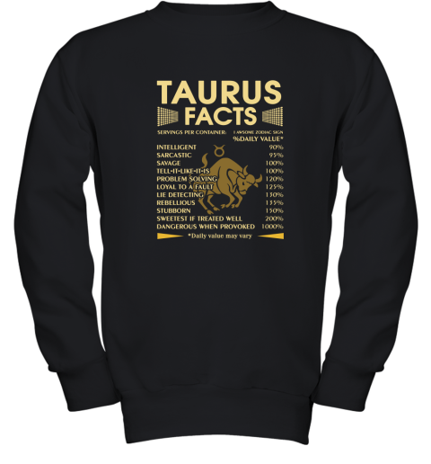 Zodiac Taurus Facts Awesome Zodiac Sign Daily Value Youth Sweatshirt