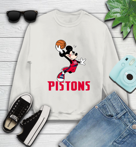 NBA Basketball Detroit Pistons Cheerful Mickey Mouse Shirt Sweatshirt 12