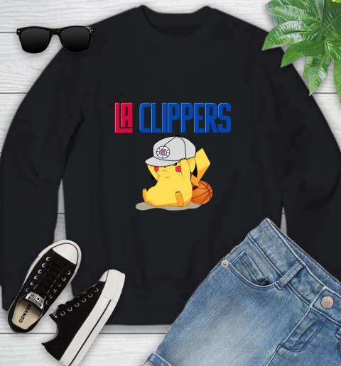 NBA Pikachu Basketball Sports Los Angeles Clippers Youth Sweatshirt 2