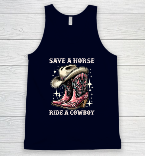 Save A Horse Ride A Cowboy Sarcastic Rodeo Cowgirl Tank Top 2