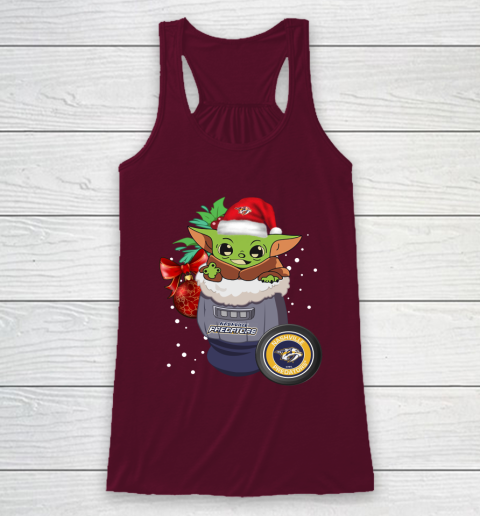 Nashville Predators Christmas Baby Yoda Star Wars Funny Happy NHL Racerback Tank 3