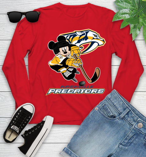 NHL Nashville Predators Mickey Mouse Disney Hockey T Shirt Youth Long Sleeve 11