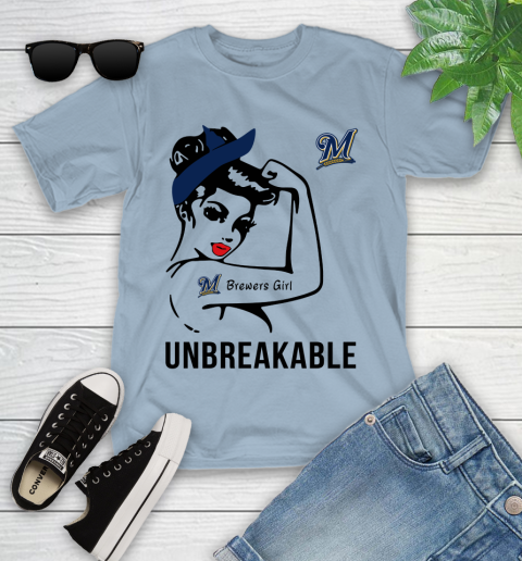 MLB Milwaukee Brewers Girl Unbreakable Baseball Sports Youth T-Shirt 16
