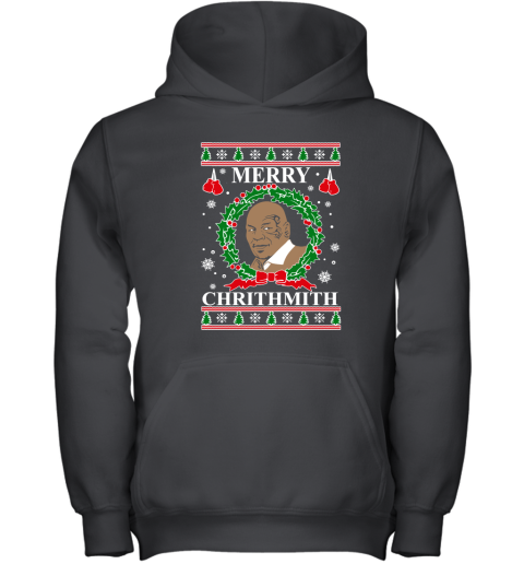 Merry Chrithmith Ugly Christmas Slouchy Off Shoulder Oversized Youth Hoodie