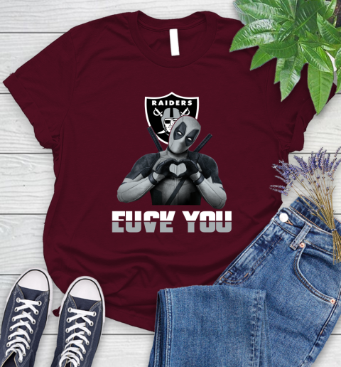 NHL Oakland Raiders Deadpool Love You Fuck You Football Sports Women's T-Shirt 7