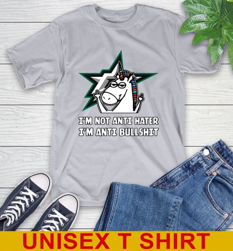 Dallas Stars NHL Hockey Unicorn I'm Not Anti Hater I'm Anti Bullshit T-Shirt 6