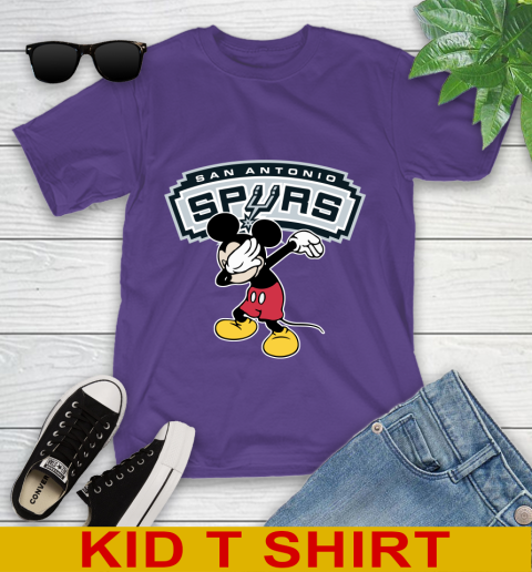 San Antonio Spurs NBA Basketball Dabbing Mickey Disney Sports Youth T-Shirt 4