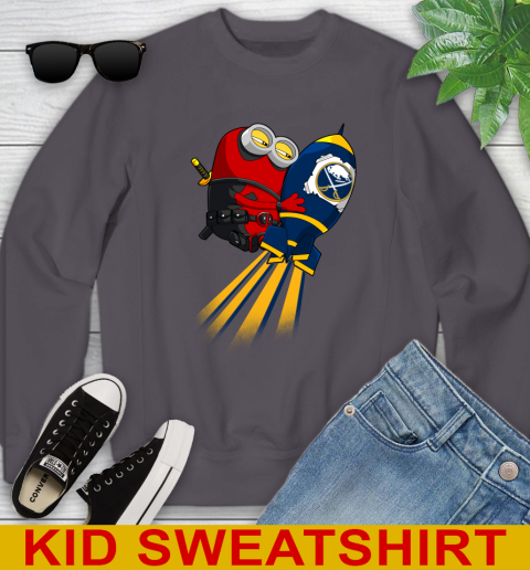 NHL Hockey Buffalo Sabres Deadpool Minion Marvel Shirt Youth Sweatshirt 5