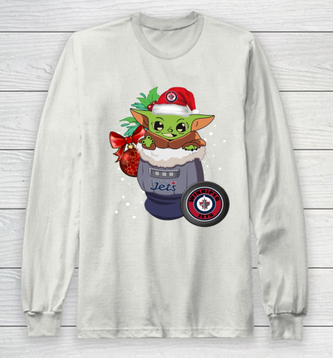 Winnipeg Jets Christmas Baby Yoda Star Wars Funny Happy NHL Long Sleeve T-Shirt 12