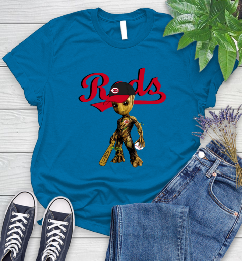 MLB Cincinnati Reds Groot Guardians Of The Galaxy Baseball Women's T-Shirt 7