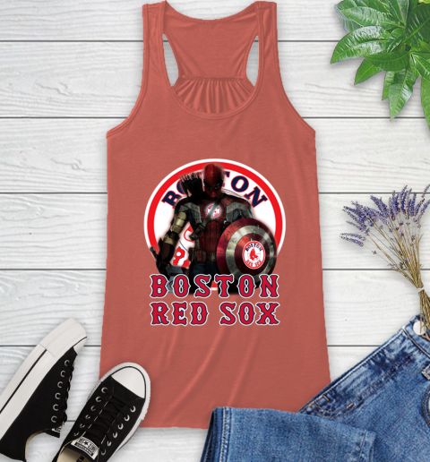 MLB Captain America Thor Spider Man Hawkeye Avengers Endgame Baseball Boston Red Sox Racerback Tank 4