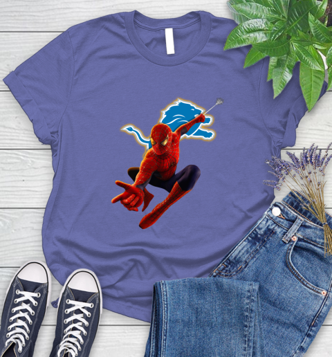 NFL Spider Man Avengers Endgame Football Detroit Lions Women's T-Shirt 11