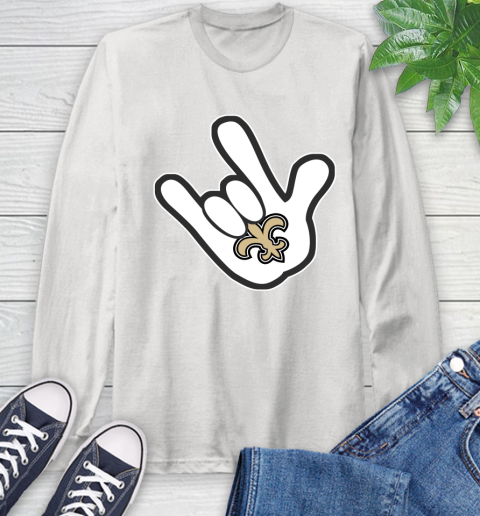 New Orleans Saints NFL Football Mickey Rock Hand Disney Long Sleeve T-Shirt