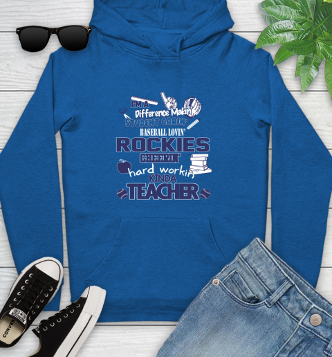 Colorado Rockies MLB I'm A Difference Making Student Caring Baseball Loving Kinda Teacher Youth Hoodie - Image 12