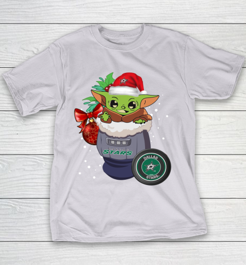 Dallas Stars Christmas Baby Yoda Star Wars Funny Happy NHL Youth T-Shirt 5