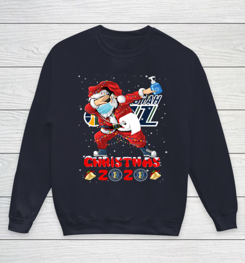 Utah Jazz Funny Santa Claus Dabbing Christmas 2020 NBA Youth Sweatshirt 2