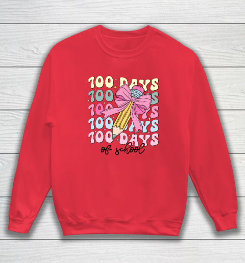 100 Days of School Girls Coquette Bow 100th Day of School Sweatshirt 6