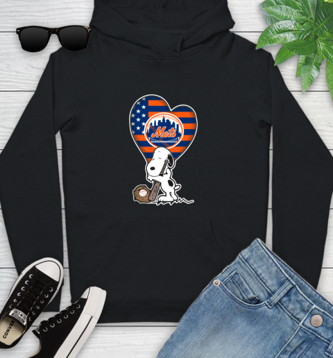 New York Mets MLB Baseball The Peanuts Movie Adorable Snoopy Youth Hoodie 2