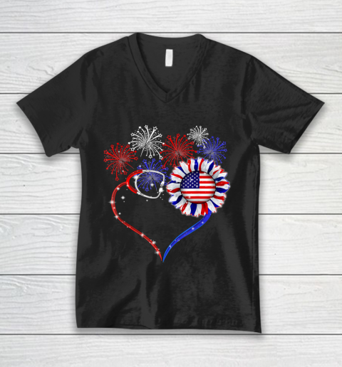 Patriotic Nurse 4th Of July American Flag Independence Day V-Neck T-Shirt