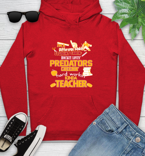 Nashville Predators NHL I'm A Difference Making Student Caring Hockey Loving Kinda Teacher Youth Hoodie 12